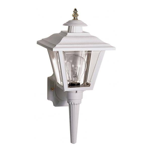 1 Light 17" White Brass Trimmed Acrylic Panels Outdoor Lantern Wall Light Fixture