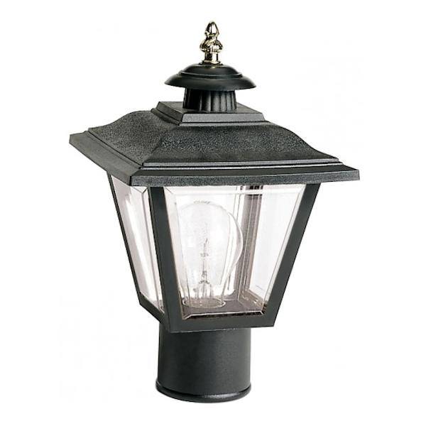 1 Light 12.5" Black Brass Trimmed Acrylic Panels Post Lantern Light Fixture