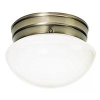 Nuvo Lighting 1 Light 8" Round Antique Brass White Mushroom Glass Shade Ceiling Light Fixture