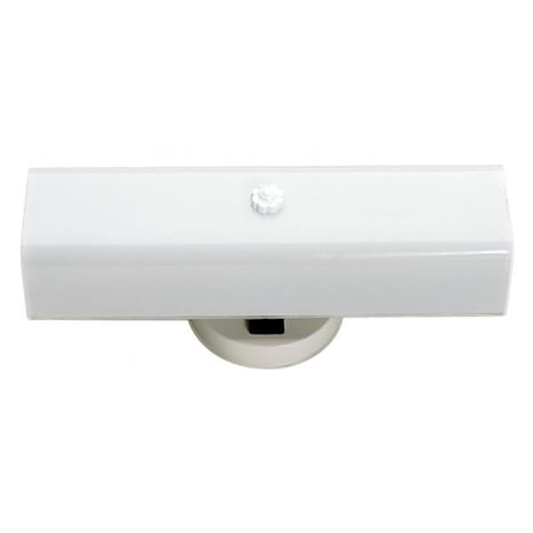 2 Light White U-Channel Glass Shade Vanity Light Fixture with Convenience Outlet