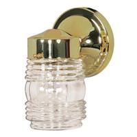 Nuvo Lighting 1 Light Polished Brass Clear Mason Jar Outdoor Wall Fixture 