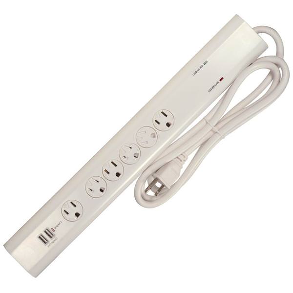 6 Outlet 6' Straight Plug Surge Strip with Straight Plug