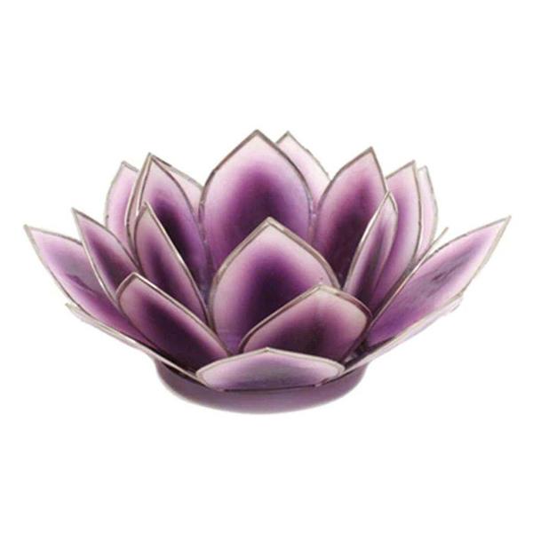 5" Purple Dahlia Lotus Tea Light Candle Holder