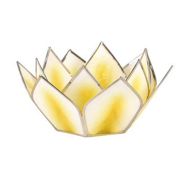 Yellow Mini Dahlia Lotus Tea Light Candle Holder