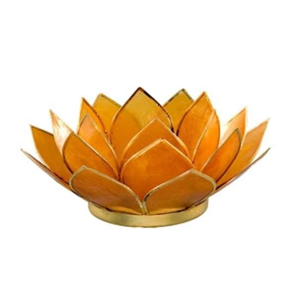 Amber Gemstone Lotus Tea Light Candle Holder