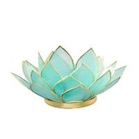 View Aquamarine Gemstone Lotus Tea Light Candle Holder
