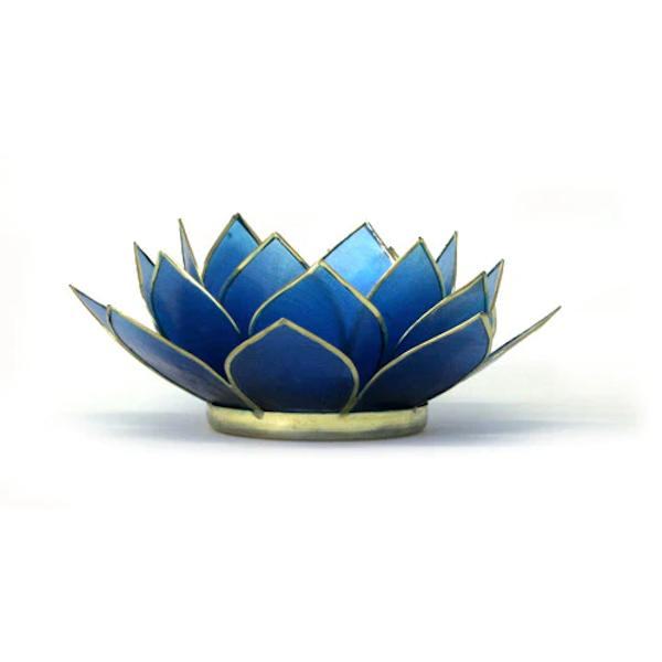 Sapphire Gemstone Lotus Tea Light Candle Holder
