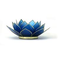 View Sapphire Gemstone Lotus Tea Light Candle Holder