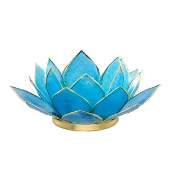 Turquoise Gemstone Lotus Tea Light Candle Holder