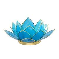 OM Gallery Turquoise Gemstone Lotus Tea Light Candle Holder