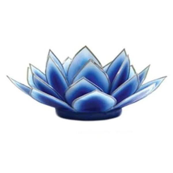 5" Blue Dahlia Lotus Tea Light Candle Holder