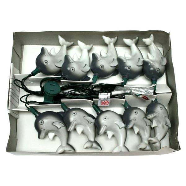 10 Light Green Wire Dolphin String Set