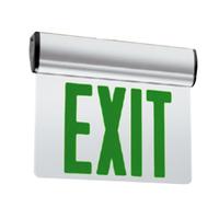 Philips 120/277 volt Double Face AC Only Satin Aluminum Green Letters Mirror Edge-Lit LED Exit / Emergency