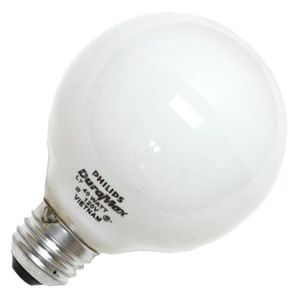 40 watt 120 volt G25 Medium Screw Base Long Life White