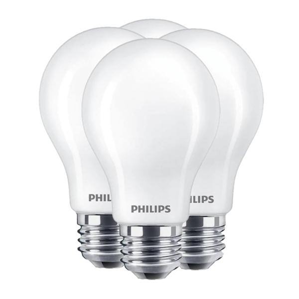 4.5 watt 120 volt A19 Medium Screw Base 5000K Daylight Glass Dimmable LED (4 Pack)
