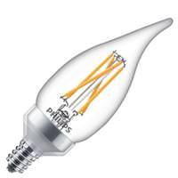 Philips 3 watt 120 volt BA11 Candelabra Screw Base Warm Dimming LED