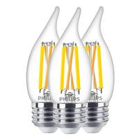 Philips 5 watt 120 volt BA11 Medium Screw Base 2200K-2700K Warm Glow Amber Dimmable LED (3 pack)