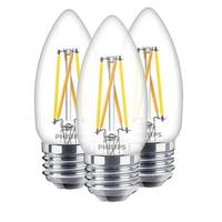 Philips 3.5 watt 120 volt B11 Medium Screw Base 2200K-2700K Amber Dimmable LED (3 Pack)