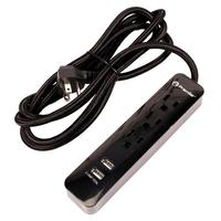 7' Braided Cord 3 Outlet 2 USB Power Strip