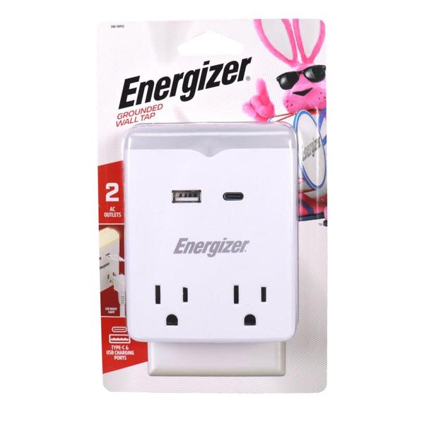2-Outlet Dual USB Grounded Plug-In Outlet Adapter