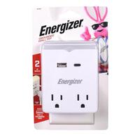 Energizer 2-Outlet Dual USB Grounded Plug-In Outlet Adapter