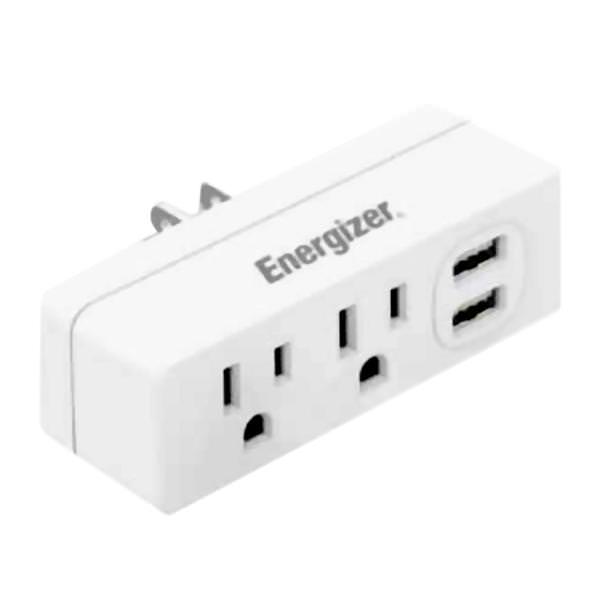2 AC Outlet + Dual USB Charger White Outlet Adapter