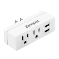 Energizer 2 AC Outlet + Dual USB Charger White Outlet Adapter