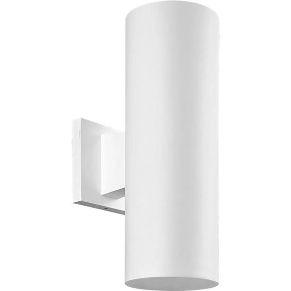 2 Light Up/Down Non-Metallic White Polycarbonate Construction Cylinder Wall Mount Light Fixture