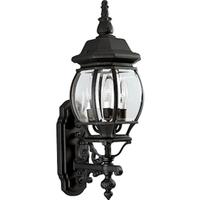 Progress Lighting 3 Light Black with Clear Beveled Glass Wall Light Fixture