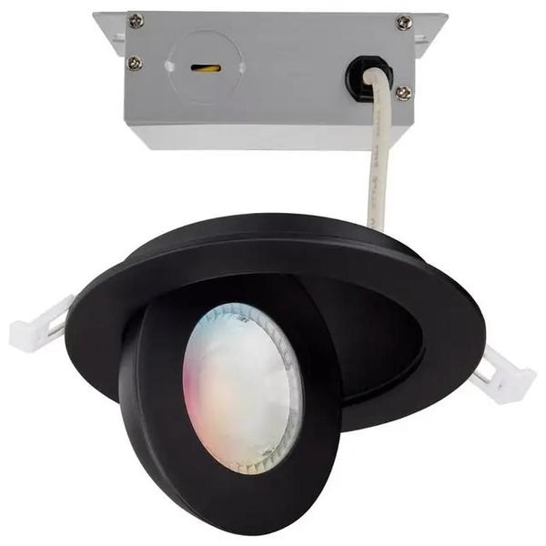 4" 9 watt 120/277 volt Black RGB and CCT Selectable Gimbaled Dimmable LED Recessed Downlight