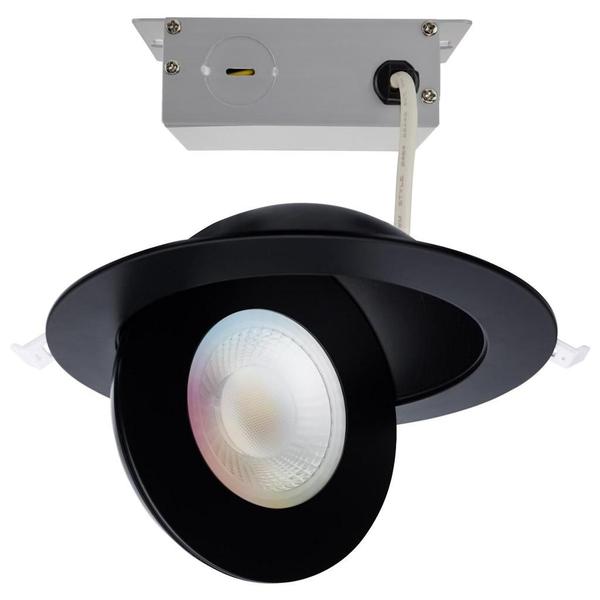 6" 15 watt 120/277 volt Black RGB and CCT Selectable Gimbaled Dimmable LED Recessed Downlight