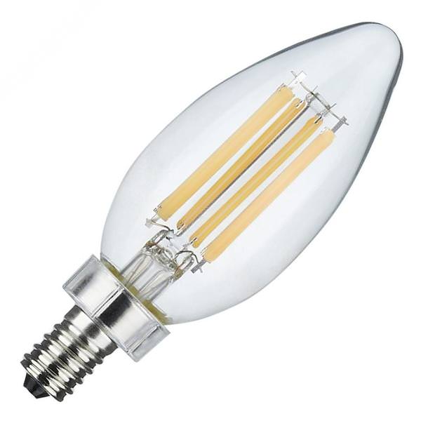 8 watt 120 volt C11 Candelabra Screw Base 4000K Cool White LED Light Bulb