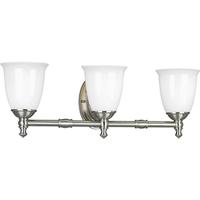 View 3 Light 120 volt Brushed Nickel Vanity Opal Glass Light Fixture