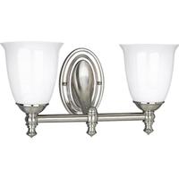 View 2 Light 120 volt Brushed Nickel Vanity Opal Glass Light Fixture
