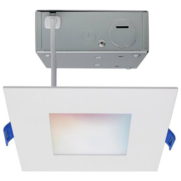 4" 9 watt 120/277 volt White RGB and CCT Selectable Square Dimmable LED Recessed Downlight