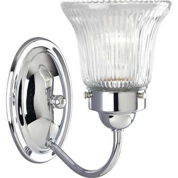 1 Light 120 volt Polished Chrome Vanity Clear Prismatic Glass Light Fixture