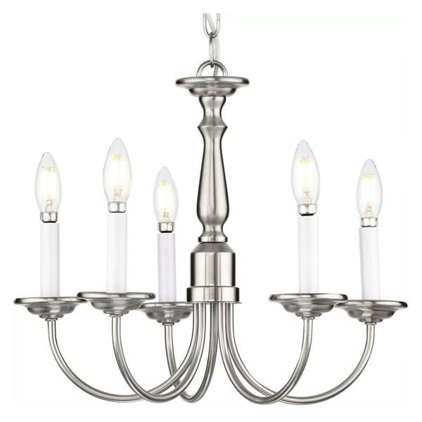 5 Light Brushed Nickel Traditional Style Chandelier Light Fixture