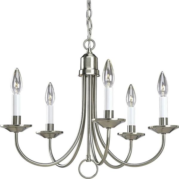 5 Light Brushed Nickel Traditional Style Chandelier Light Fixture