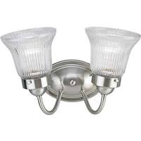 Progress Lighting 2 Light 120 volt Brushed Nickel Vanity Clear Prismatic Glass Light Fixture
