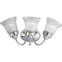 View 3 Light 120 volt Polished Chrome Vanity Clear Prismatic Glass Light Fixture