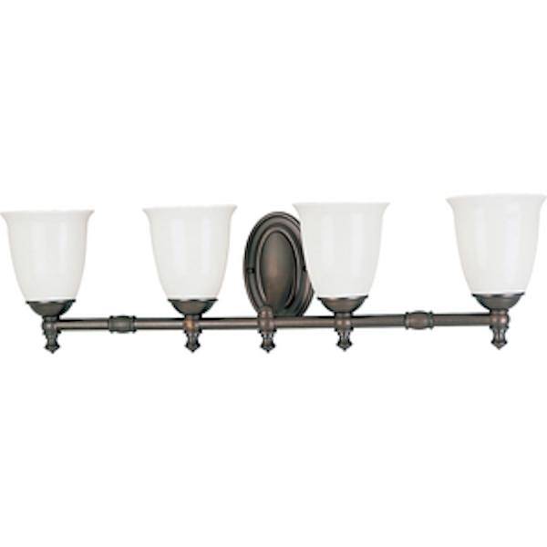 4 Light 120 volt Venetian Bronze Vanity Opal Glass Light Fixture