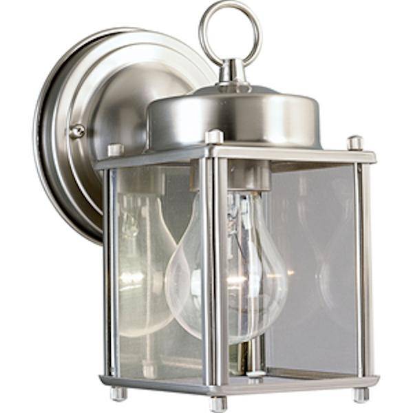 1 Light Brushed Nickel with Clear Flat Glass Panel Wall Light Fixture