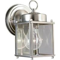Progress Lighting 1 Light Brushed Nickel with Clear Flat Glass Panel Wall Light Fixture