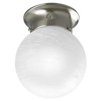 Progress Lighting 1 Light Brushed Nickel Alabaster Glass Globe Flush Mount Ceiling Light Fixture