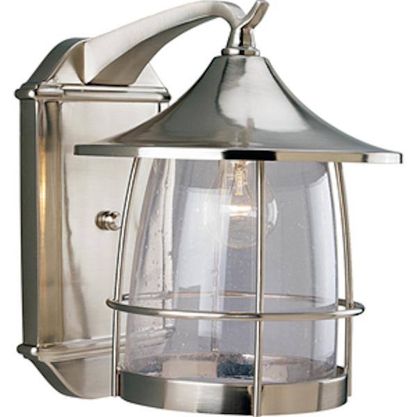 1 Light Burnished Nickel Clear Seeded Glass Prairie Collection Wall Light Fixture