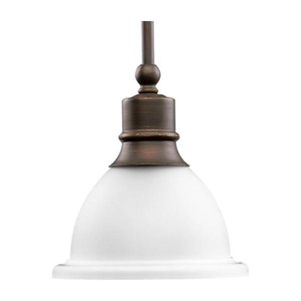 1 Light Antique Bronze Etched Glass Bell Shade Mini Pendant Light Fixture
