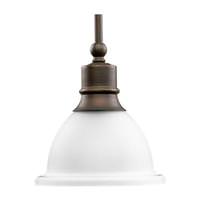 Progress Lighting 1 Light Antique Bronze Etched Glass Bell Shade Mini Pendant Light Fixture