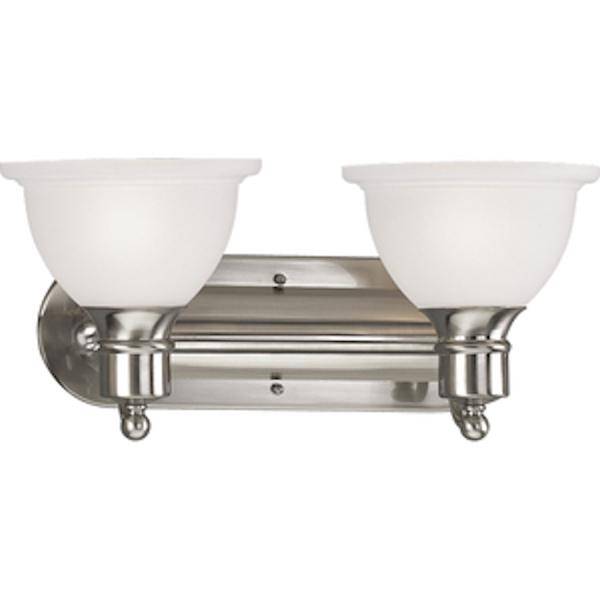 2 Light 120 volt Brushed Nickel Vanity Etched Glass Light Fixture