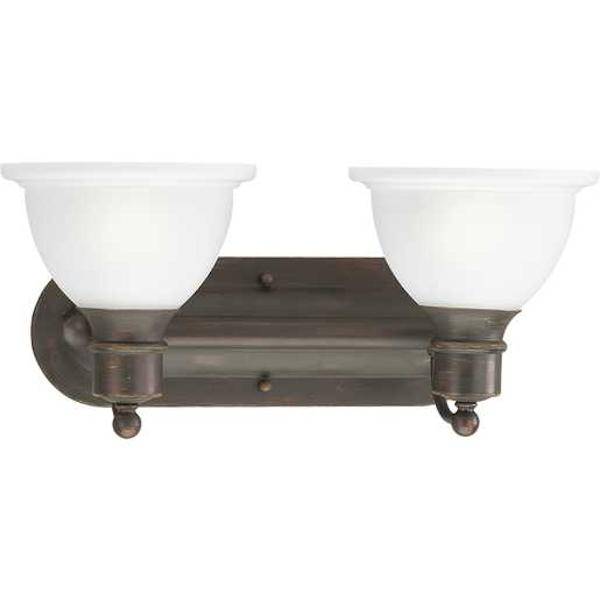 2 Light 120 volt Antique Bronze Vanity Etched Glass Light Fixture