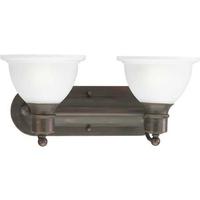 View 2 Light 120 volt Antique Bronze Vanity Etched Glass Light Fixture